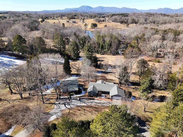 aerial view with a mountain view