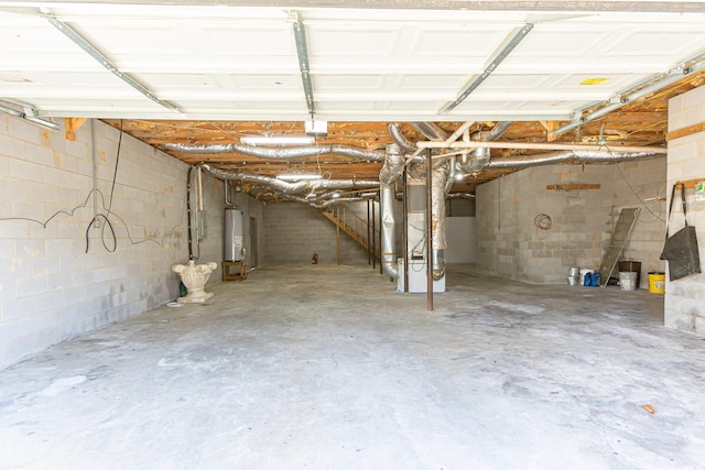 garage featuring water heater