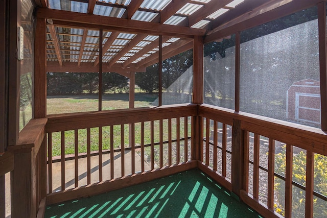 view of unfurnished sunroom