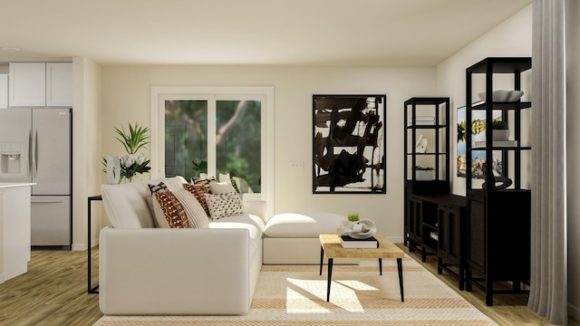 sitting room with light wood-style floors