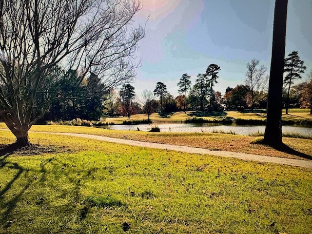 view of yard with a water view