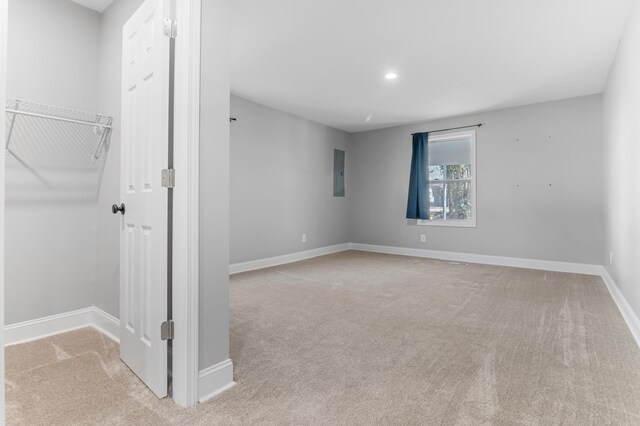 340 W Peachtree, Woodruff, SC 29388 - carpeted spare room featuring electric panel, baseboards, and recessed lighting