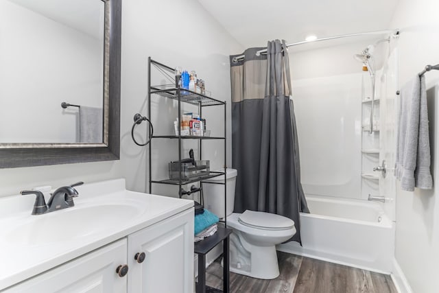340 W Peachtree, Woodruff, SC 29388 - full bath featuring toilet, shower / bathtub combination with curtain, wood finished floors, and vanity