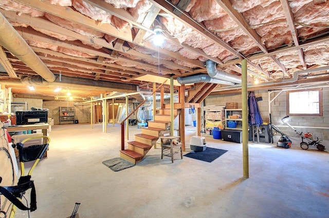 basement with stairs