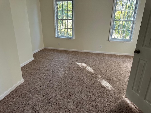 unfurnished room with baseboards, carpet, and a healthy amount of sunlight