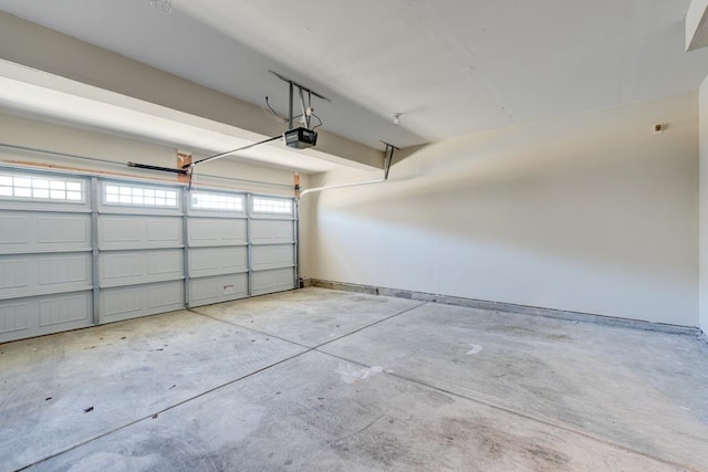 garage with a garage door opener