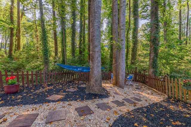 view of patio featuring fence