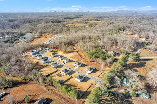 aerial view with a wooded view