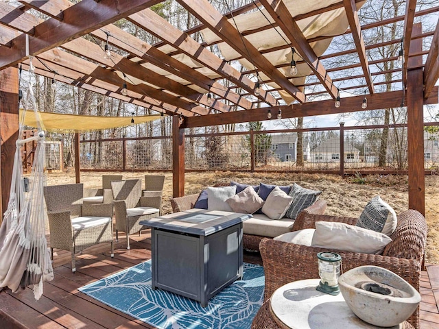 wooden deck with an outdoor hangout area