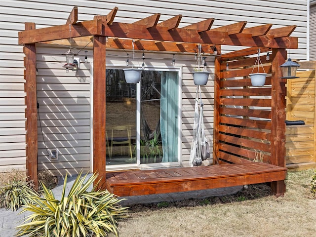 exterior space featuring a pergola