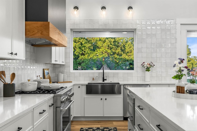 178 Cook, Chesnee, SC 29323 - kitchen featuring premium range hood, high end stainless steel range oven, a sink, and light countertops