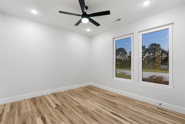 178 Cook, Chesnee, SC 29323 - empty room with baseboards, light wood finished floors, recessed lighting, and ceiling fan