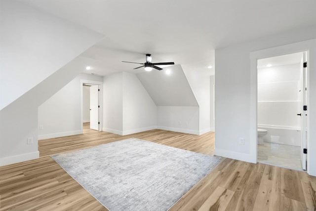 178 Cook, Chesnee, SC 29323 - additional living space featuring light wood-style flooring, ceiling fan, baseboards, lofted ceiling, and recessed lighting