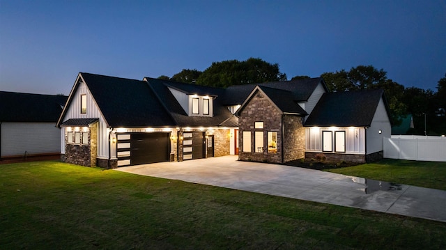 178 Cook, Chesnee, SC 29323 - modern inspired farmhouse featuring stone siding, concrete driveway, a garage, and board and batten siding