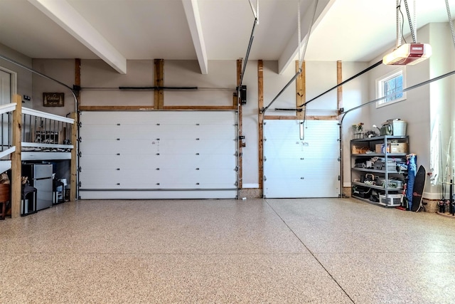 garage with a garage door opener