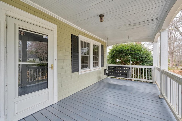 wooden deck with covered porch