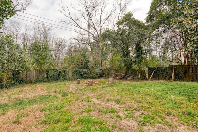 view of yard featuring a fenced backyard