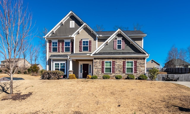 craftsman inspired home with board and batten siding