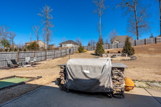 view of yard featuring a fenced backyard