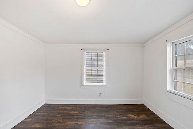 empty room with a wealth of natural light, baseboards, and wood finished floors