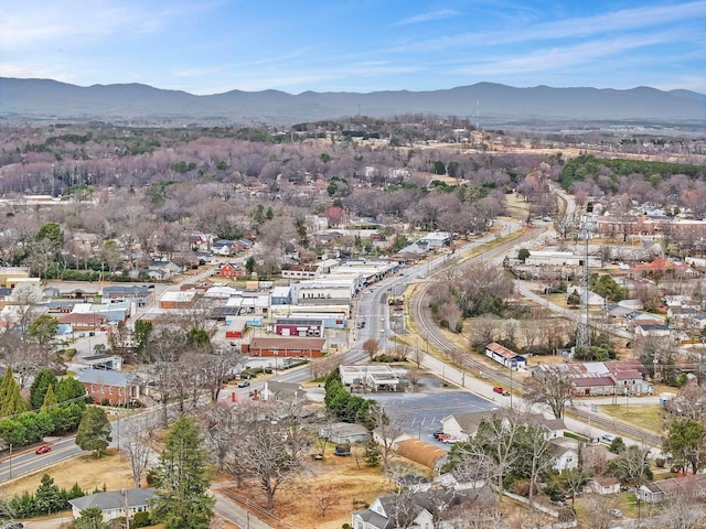 drone / aerial view with a mountain view