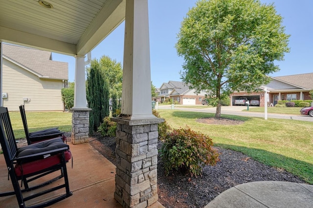 view of patio featuring a porch