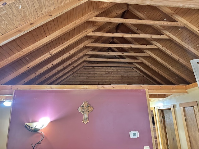 view of unfinished attic