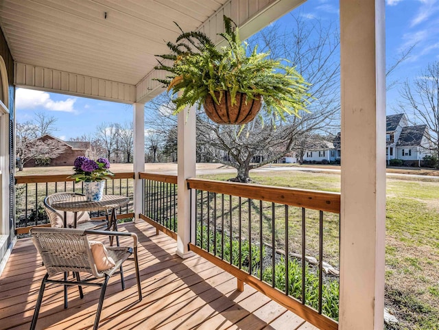 deck featuring a porch