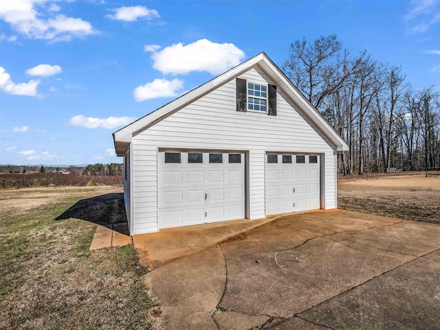 view of detached garage