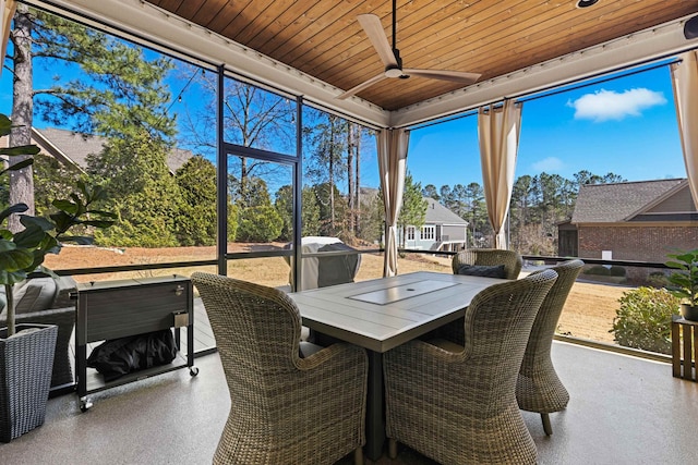 sunroom / solarium featuring wooden ceiling