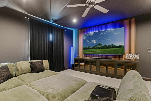 cinema with visible vents and ceiling fan