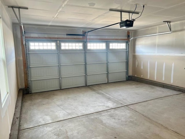 garage with a garage door opener