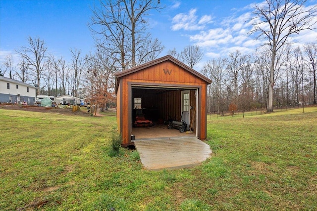 exterior space featuring an outbuilding