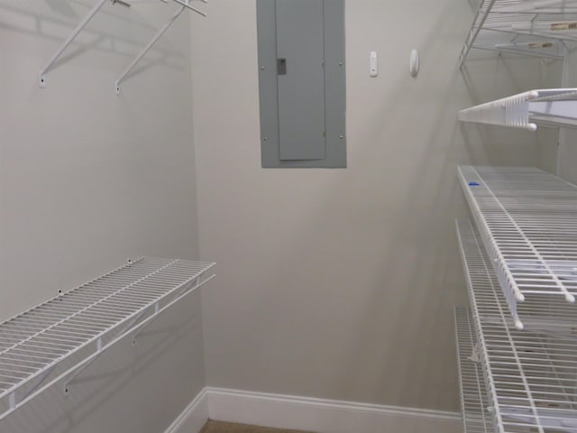 spacious closet featuring electric panel