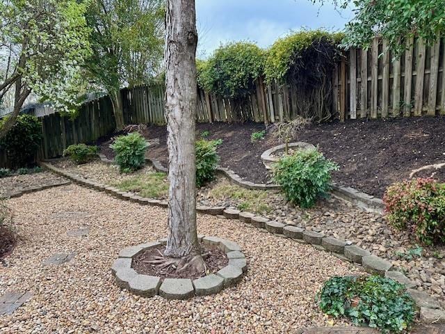 view of yard with a fenced backyard