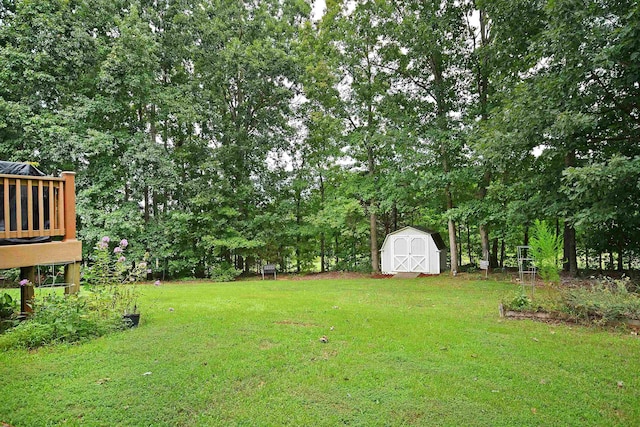 view of yard with an outbuilding and a storage unit