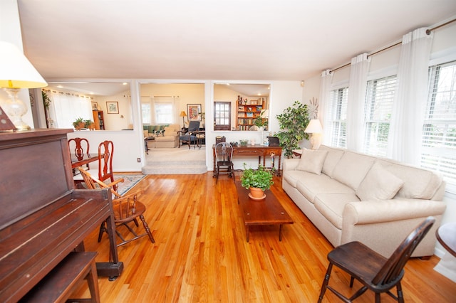 living room with wood finished floors