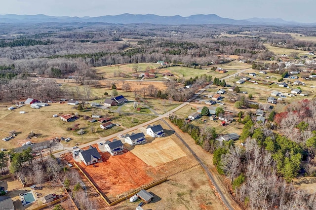 aerial view with a mountain view