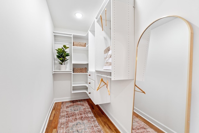 spacious closet featuring wood finished floors