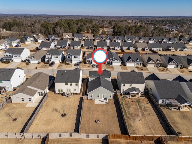 aerial view with a residential view