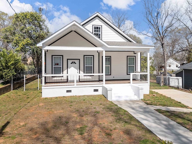 802 Linley, Anderson, SC 29625 - bungalow-style home featuring fence, a front lawn, a porch, and crawl space
