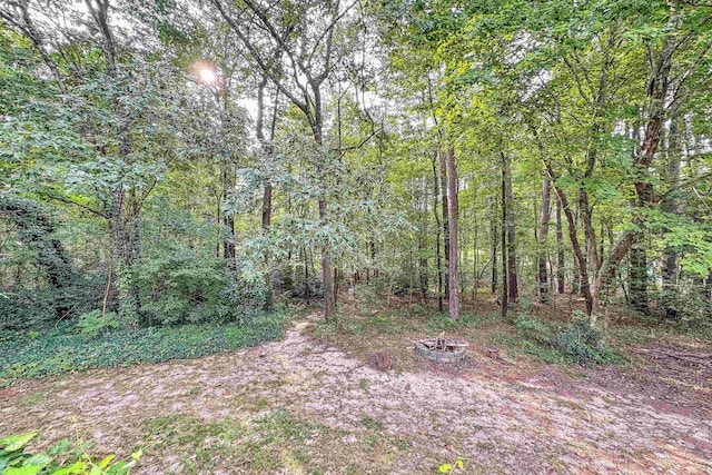 view of yard featuring a view of trees