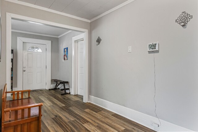 121 Holland, Gaffney, SC 29341 - foyer entrance featuring baseboards, ornamental molding, and dark wood-style flooring