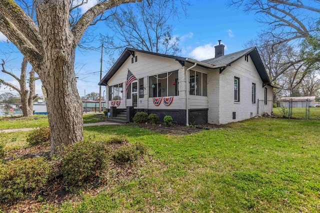 121 Holland, Gaffney, SC 29341 - view of property exterior with a gate, a chimney, fence, crawl space, and a yard