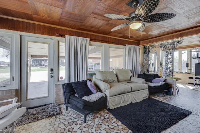 129 Canty, Gaffney, SC 29341 - living area with a ceiling fan and wooden ceiling