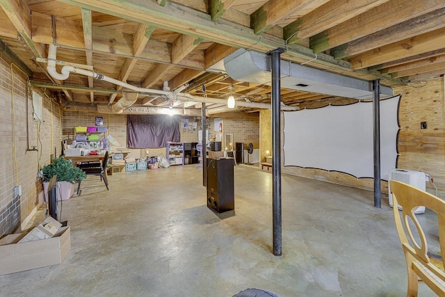 129 Canty, Gaffney, SC 29341 - unfinished basement with brick wall