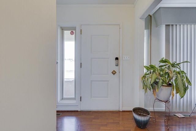 129 Canty, Gaffney, SC 29341 - foyer entrance featuring baseboards, wood finished floors, and ornamental molding