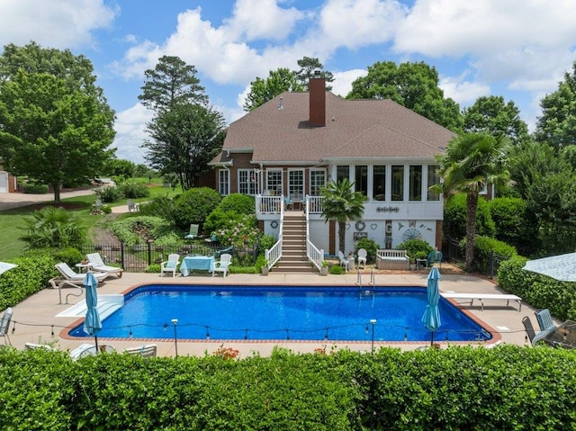 394 Old S, Duncan, SC 29334 - view of pool with stairway, a patio area, and a diving board