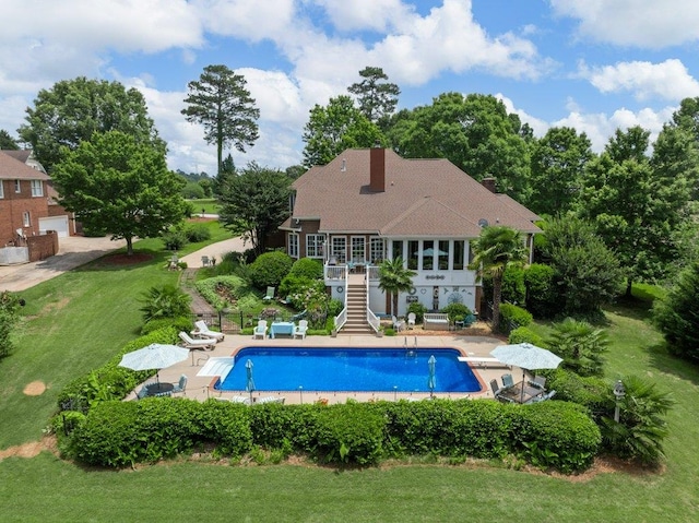 394 Old S, Duncan, SC 29334 - swimming pool with stairs, a patio area, and a wooden deck