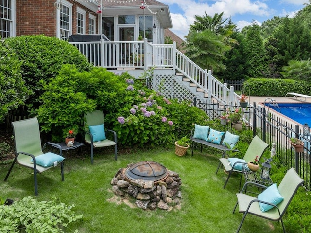 394 Old S, Duncan, SC 29334 - view of yard featuring a fire pit and stairway